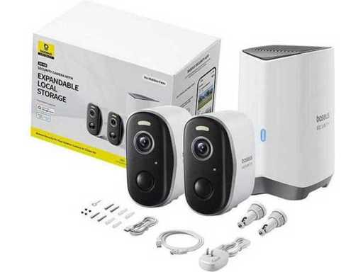 Baseus N1 Plus Security Camera Outdoor Set – outdoor camera-Wireless Smart Security - 2K Camera - Weatherproof - Night Vision - Includes Homestation