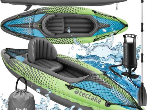 2-persoons opblaasbare kajak met 2 dubbele peddels en accessoires