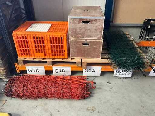 Skrzynie transportowe dla drobiu + zagroda dla owiec