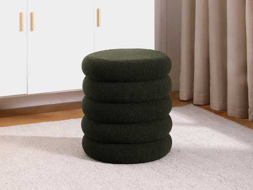 Pouf en tissu bouclette vert sapin 