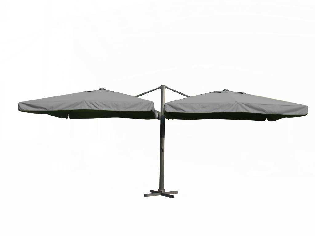 Dubbele hangende parasol Donkergrijs (2 * 300x400cm)