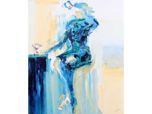 Ineke ten Kaate - Une Française bleue - acryl op doek - 120x100 cm