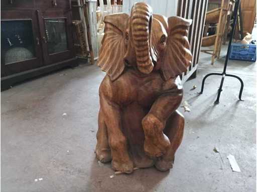 Hand-carved elephant statue