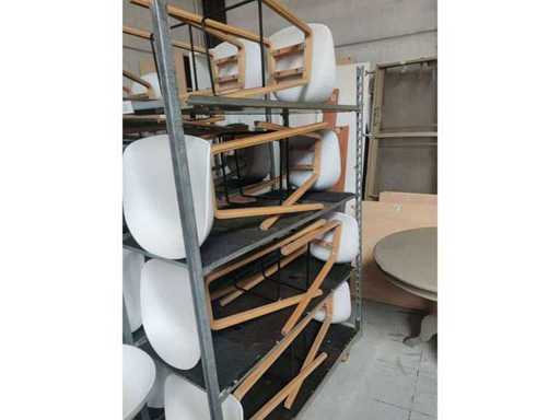 8x white bar stool (wooden frame (excl. transport cart) (8x)