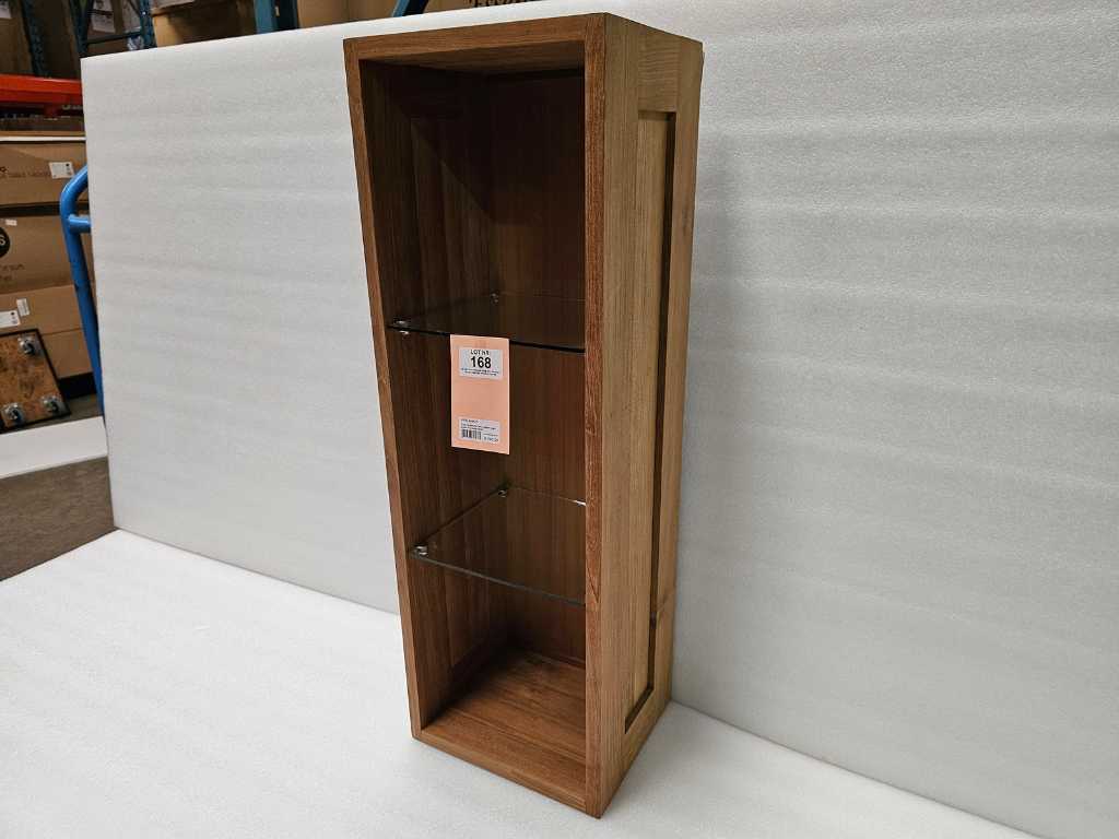 Armoire suspendue Teak-Line Teck avec 2 étagères en verre H90 x 25cm