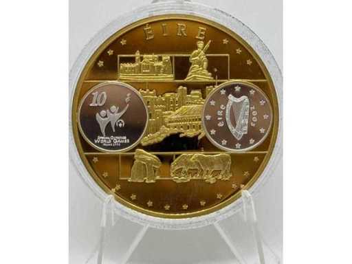 Cuivre plaqué or et argent – médaille commémorative irlandaise Européen, diamètre de 40 mm.