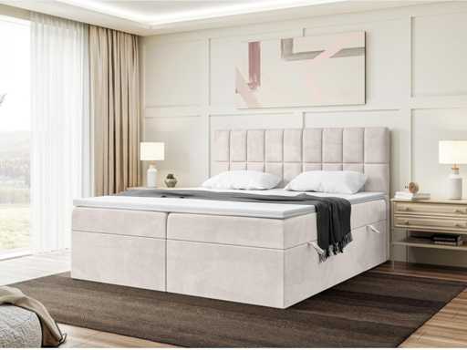 Box spring bed 160x200 - matras - matras topper - borst - Beige stof