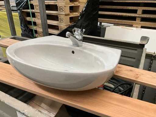 5x Lavandino con leva singola - rubinetto ceramica bianca vedi foto