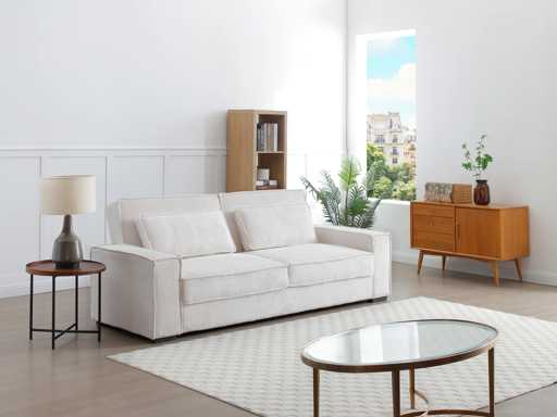 Beige ribfluwelen cabrio 3-zits bank