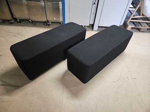 2x pouf de siège long noir 120cmx40x47cm de hauteur