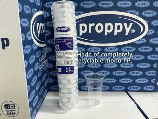 Partij Proppy drinkbekers voor bier PP splintervrij helder 0.2L (20000x)
