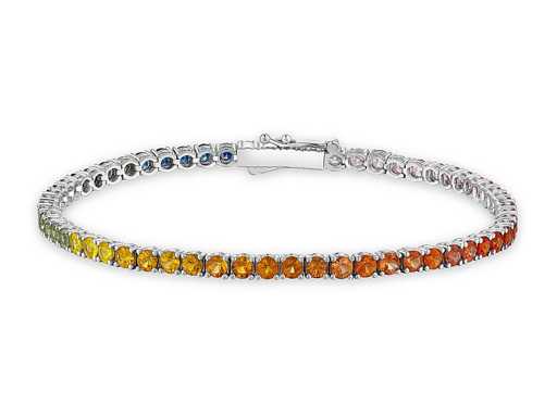 Magnifieke Luxe Natuurlijke Multicolor Saffierarmband 6,05 karaat in 18k witgoud