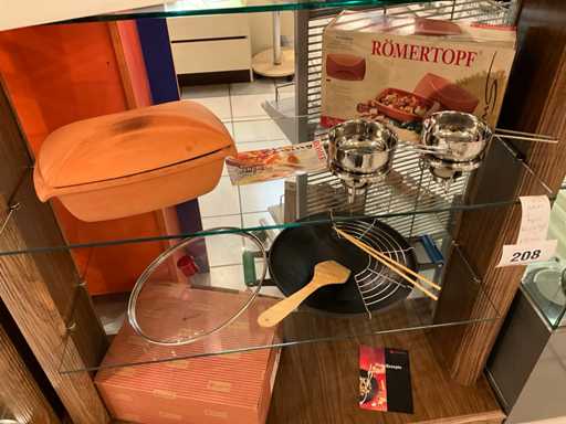 Romertopf-wok schulte ufer met toebehoren-sauspannetjes met warmer