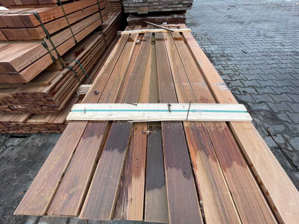 Ipé hardhouten planken geschaafd 21x95mm, lengte 100/185cm 53/215cm (153x)
