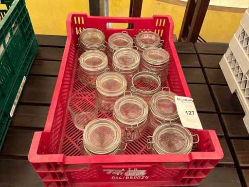 Glazen potten met deksel (12x)