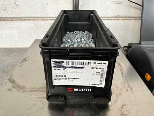 Würth 7.86 kg Zeskantmoer met flens M8 in stapelbare bak