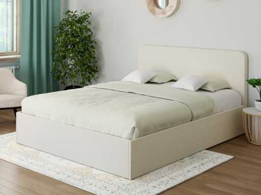 Lit avec tete de lit arrondie 160x200 - Blanc Bouclette