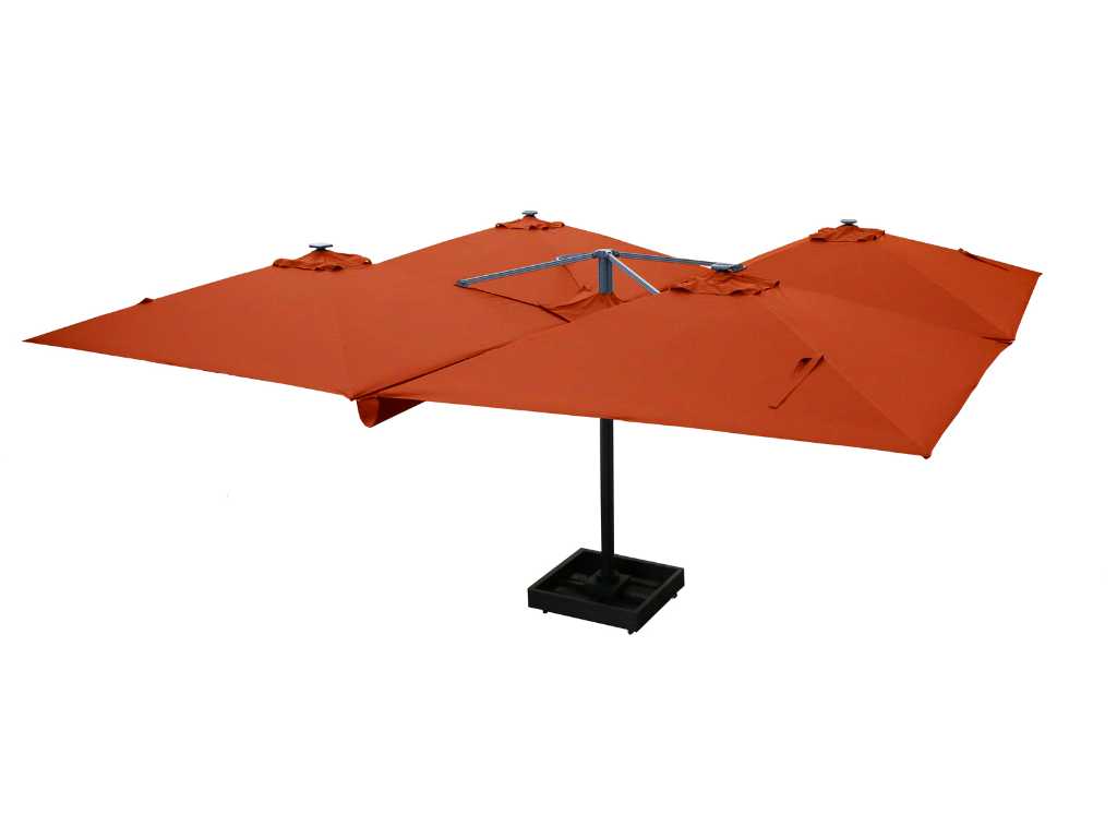 Umbrelă cvadruplă suspendată portocalie (4*300x300cm)