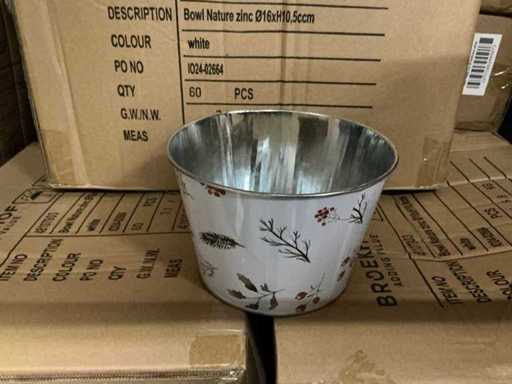 Lot Bowl Nature cynk Ø16xH10,5cm biały (1140x)