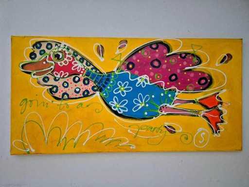 Superwoman - Acrylique sur toile - « Going to A Party » - 40 x 80 cm.