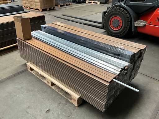 10x Triple Rhombus Eiken Composiet schutting inclusief tuinpalen (18,7 mtr)