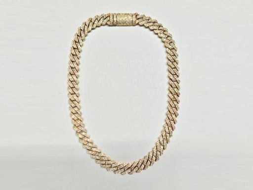 18 KT Yellow Gold cuban Neacklace With Natural Diamond