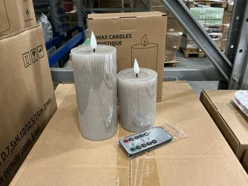 Partij led wax candles rustique grey rib sets met remote control, timer (72x)