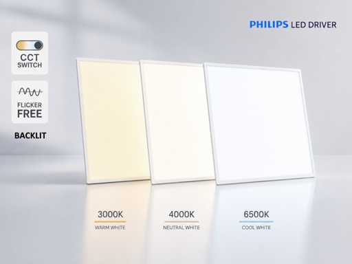 40W 3 Kleur CCT 60*60 Inbouw Backlit LED Panelen Philips Driver(6x)