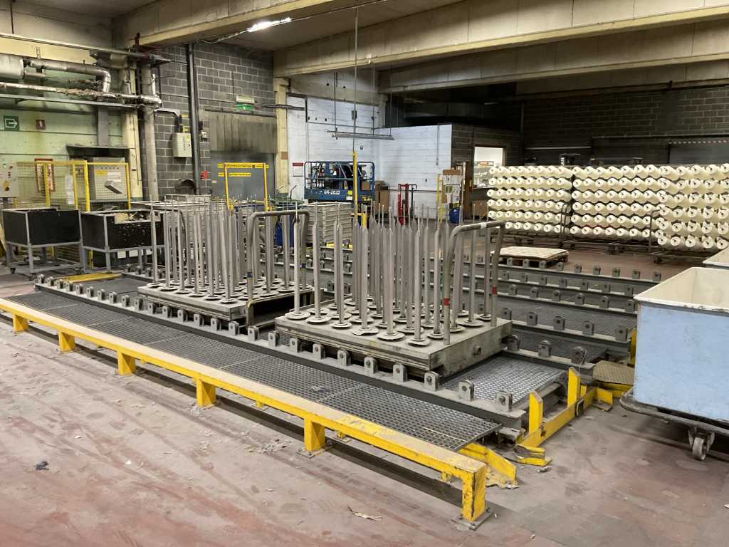 Roller conveyor for bobbin carriers (3x)