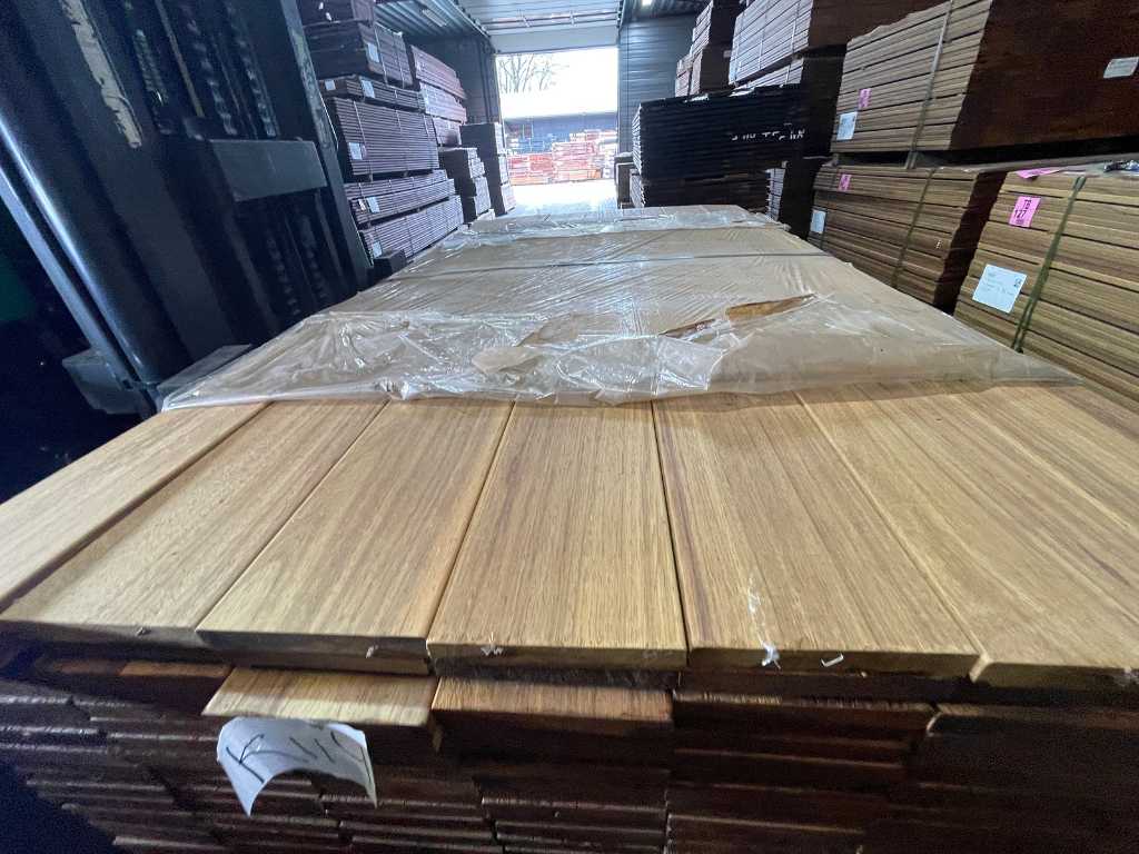 Lames de bois dur en teck de Guyane rabotées 21x145mm, longueur 155cm (196x)