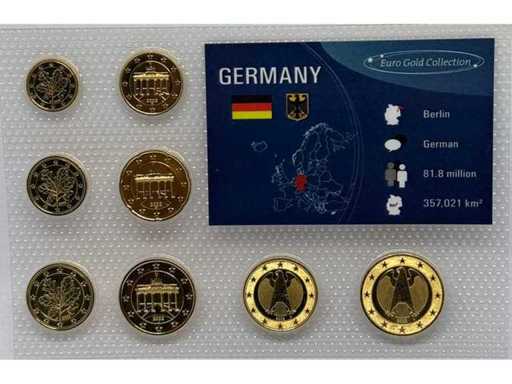 Ensemble de pièces Allemagne Euro-Gold-Collection – Plaqué or 24 carats - Limitation 10 000