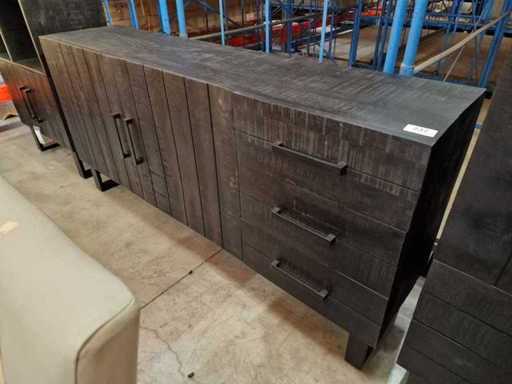Label51 Buffet Santos Noir Mangue Uni avec 2 portes battantes et 3 tiroirs