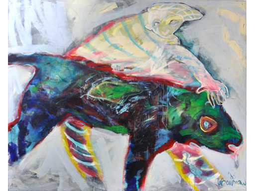 Willemijn Bouman - Gevangen - acryl op doek - 160x200 cm