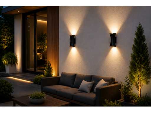 4 x LED Buiten Wandlamp – 10W – 4200K Neutraal Wit - Zwart – IP65 – MARVEL-10
