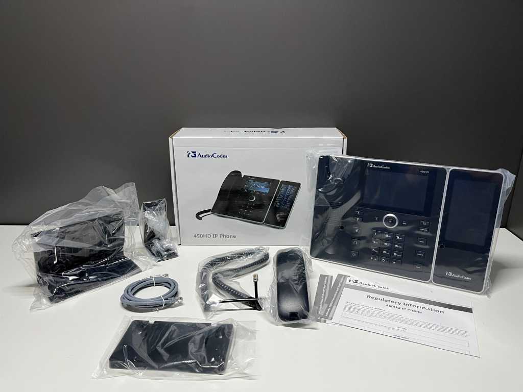 AudioCodes 450HD IP Phone with Expansion Module unused (2x