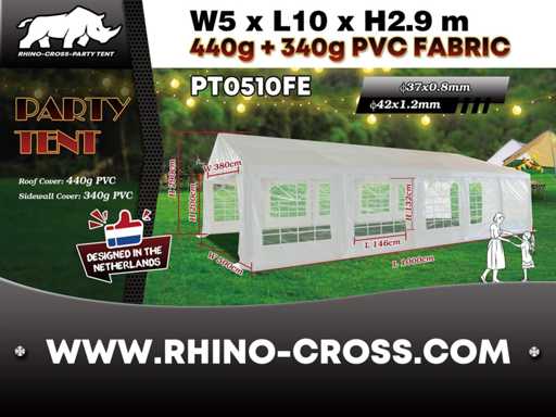 2025 Rhino-Cross-Party Tent PT0510FE 5x10x2.9 Tenda per feste