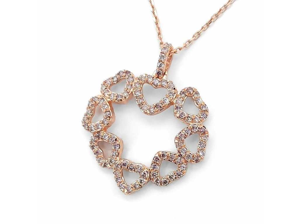 Collier de luxe diamants roses fantaisie naturels 0,33 carat