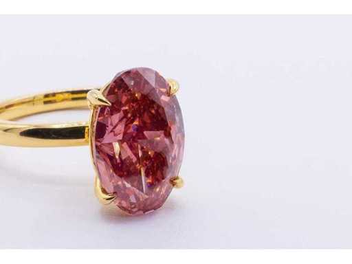 14 Karaat geelgouden ring met 4,60 crt. diamant