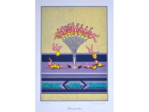 Frank Maieu - Schouwgarnituur - kleurenzeefdruk