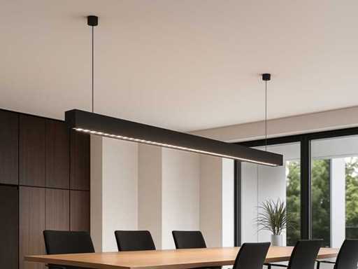 8 x LED Lineaire Hanglamp – 35W – 120cm – IP20 – Zwart – Inclusief Montageset