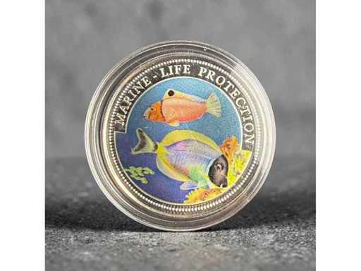 1997 Liberia Farbmünze Marine Life Protection Tropische Rifffische 1 Dollar Gratis EU-Versand