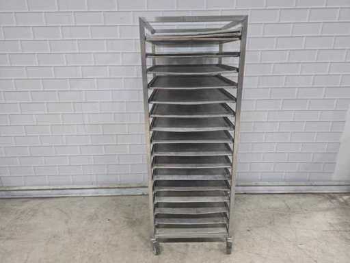 Cărucior de răcire din oțel inoxidabil cu 16 piese și 16 tăvi de copt din aluminiu 