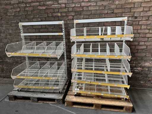 Wystawa sklepowa z drucianymi koszami 105x75x145cm (2x)