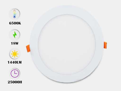 Panneau LED – Rond encastré – 18W – 6500K – Blanc froid (15)