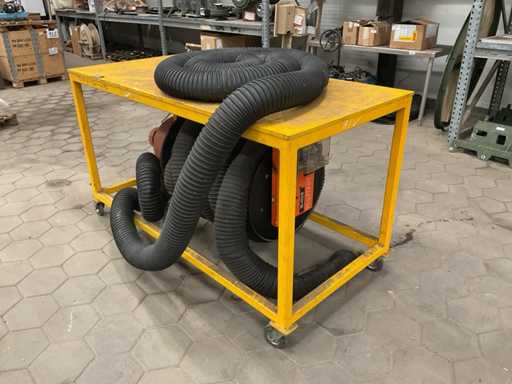 Fume extraction hose on reel