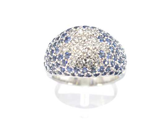 Leo Pizzo - White gold pave ring with diamond and sapphire