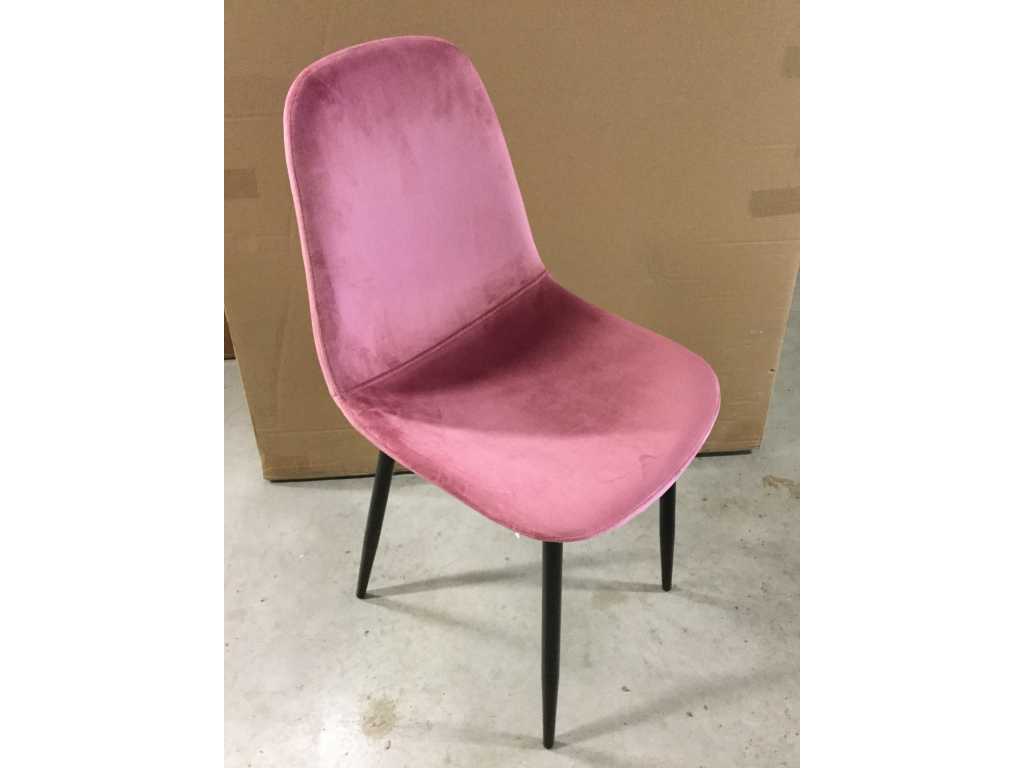 20 x Chaise de salle à manger en velours rose