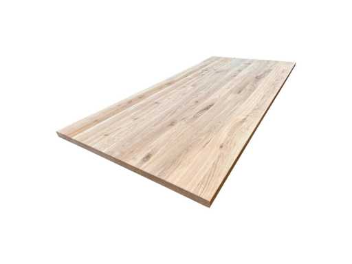 Rustiek eiken tafelblad met rechte kant 300 cm.
