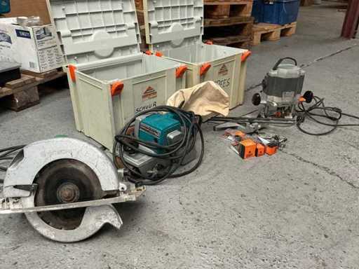 Lot : Coupe-élu-élu-cœur / encoupe-bande Makita / scie circulaire Hitachi Autres outils