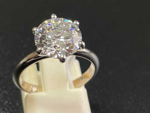 Anello in oro bianco 18 carati con diamante tondo da 3,02 ct - E/VS2